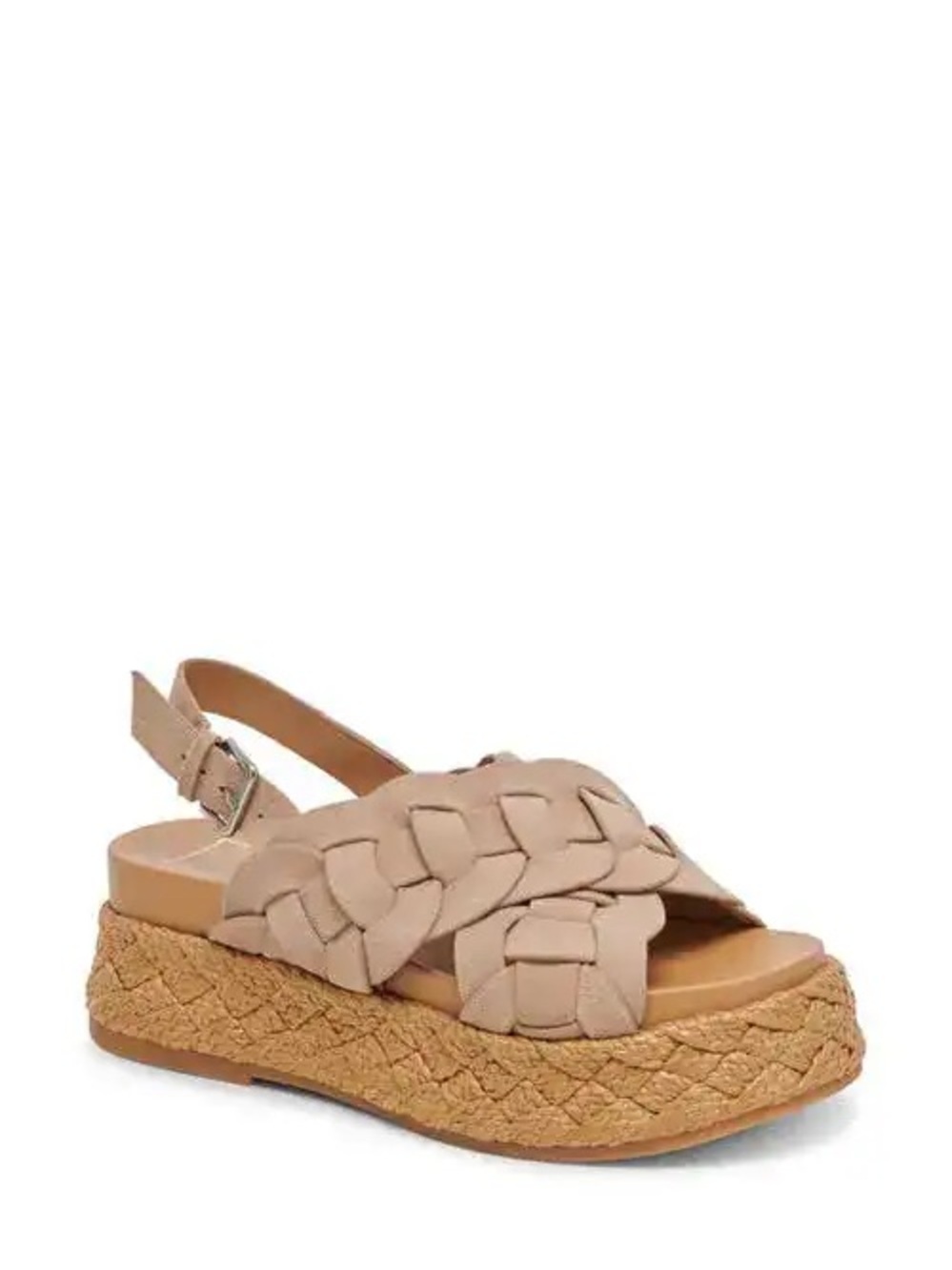 DOLCE VITA WINDER CAMEL SUEDE BASKETWEAVE SLINGBACK PLATFORM SANDALS 9